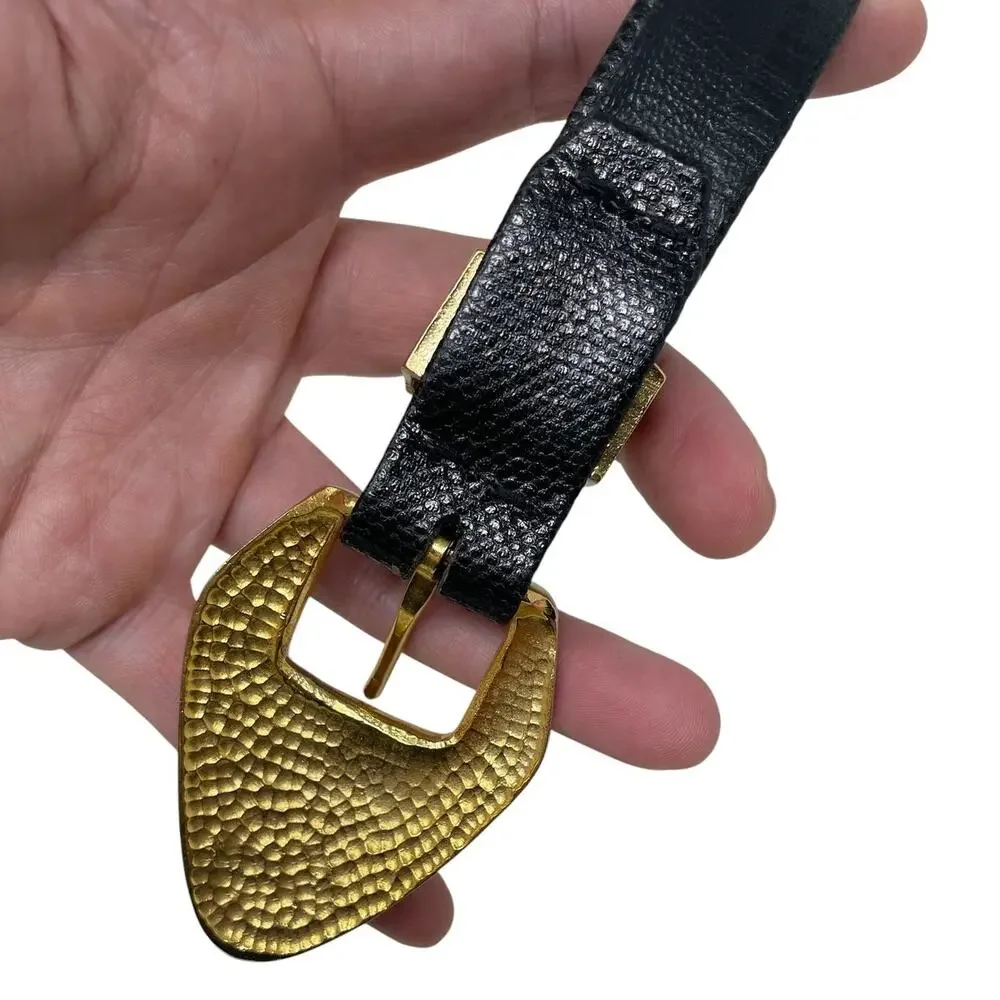 Vtg Carlisle Genuine Snake Skin Belt Gold Tone Buckle M Old Money Chic Quiet Lux
